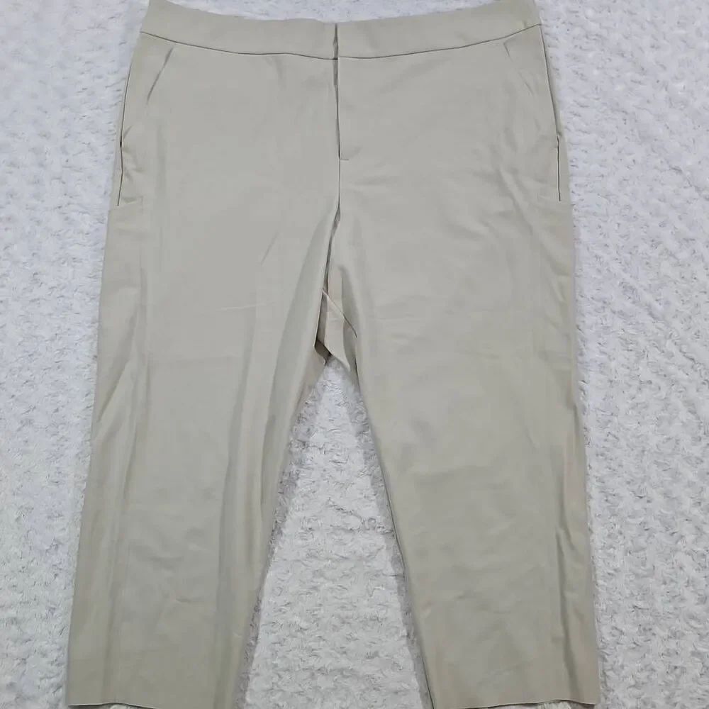 Athleta Stellar Straight Crop Pant Womens Size 24 Cream Khaki Casual Dressy Pant